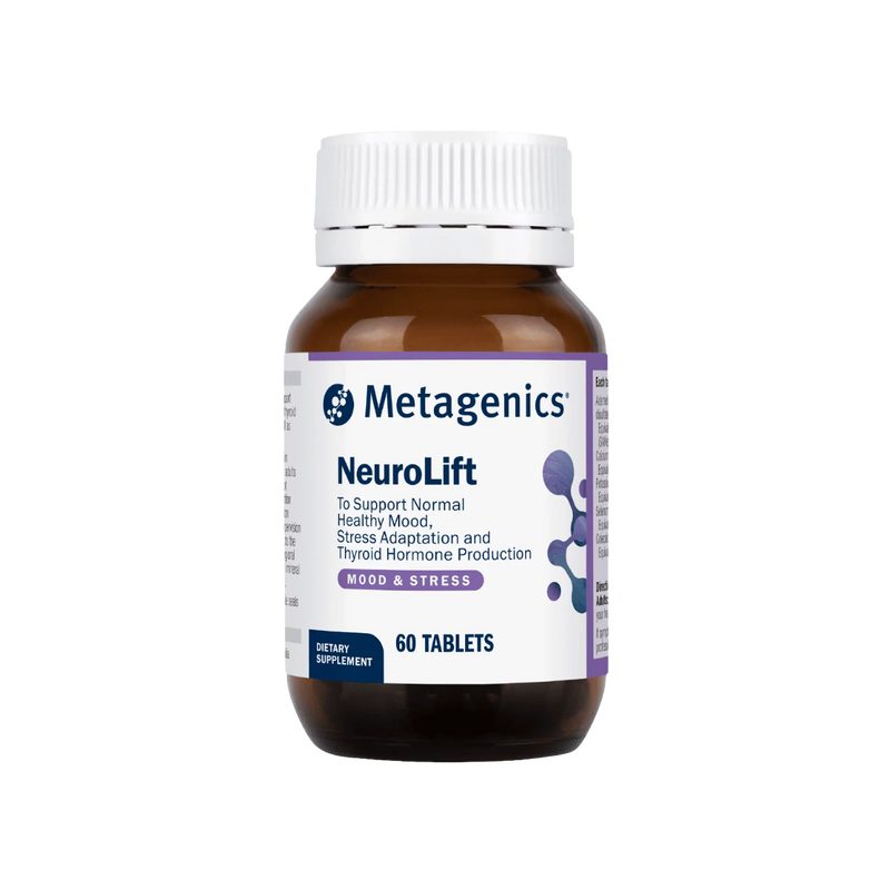 A Supplement container with the name NeuroLift by Metagenics.