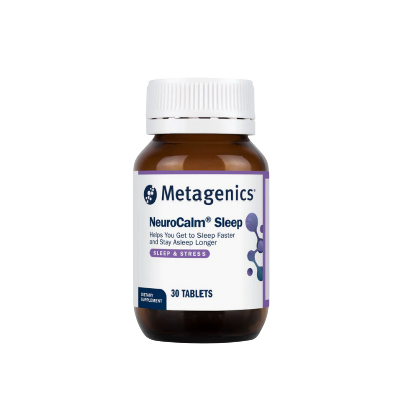 A supplement bottle called NeuroCalm Sleep by Metagenics.
