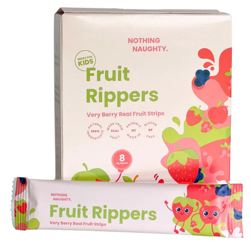 A Box of 8 Fruit ripper bars  made by Nothing Naughty.