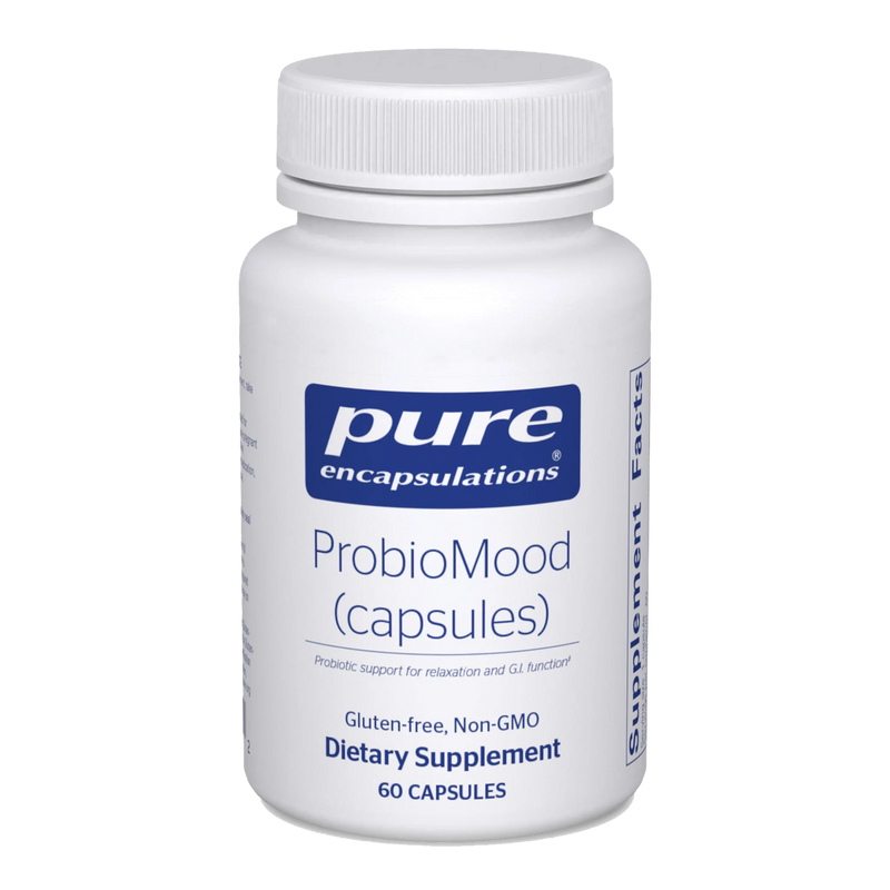 A Supplement container with the name ProbioMood by Pure Encapsulations.