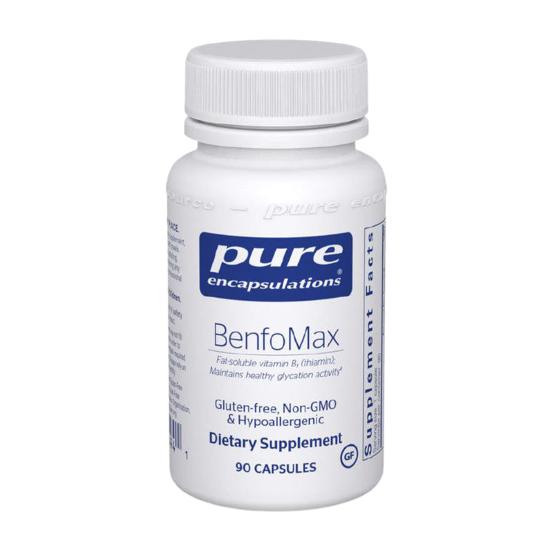 A Supplement container with the name BenfoMax by Pure Encapsulations.