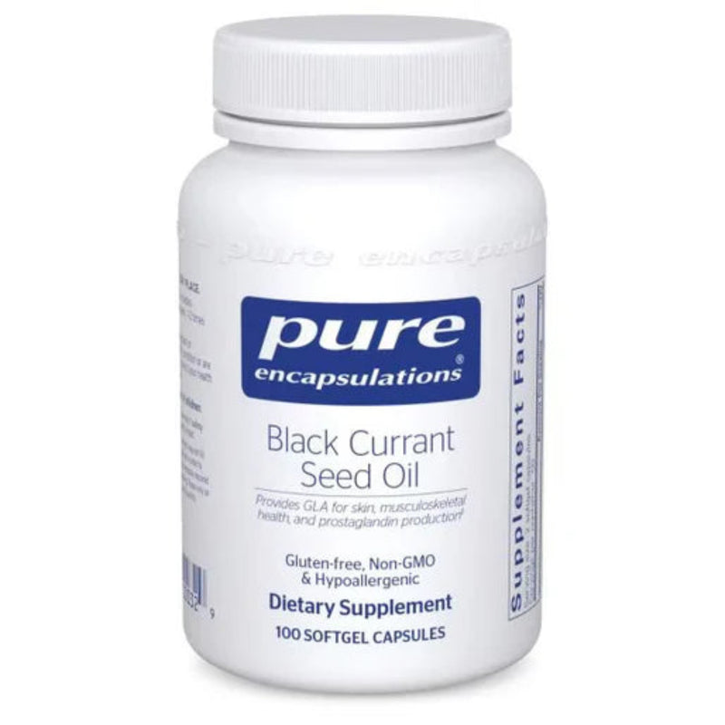 A Supplement container with the name Black Currant Seed Oil by Pure Encapsulations.