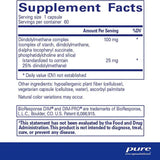 Text describing the Ingredients: Diindolylmethane complex (complex of starch, diindolylmethane, d-alpha tocopheryl succinate, phosphatidylcholine and silica) (Standardized to contain 25% diindolylmethane).