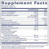 Ingredients: Vitamin C, Niacin, Folate, Biotin, Zinc, Copper, Manganese, Silica, Paba, Grape, CoQ10, BioCell collagen.