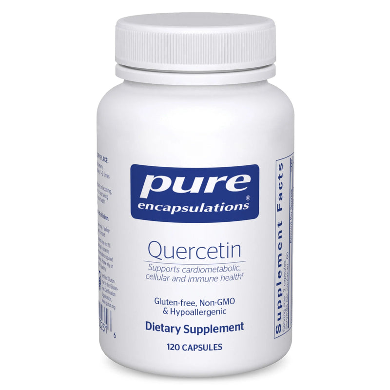 A Supplement container with the name Queretin (120 Caps) by Pure Encapsulations.