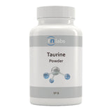 Image of a white supplement bottle that says rn labs taurine powder 50g