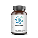 Image of a whie supplement bottle that says Alight resolvins dietary supplement 60 softgels for professional use only