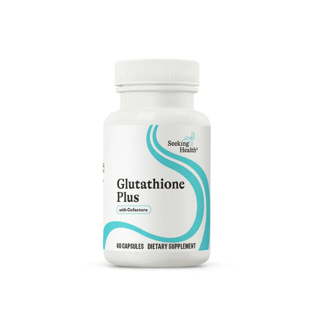 A Supplement container with the name Glutathione Plus with Cofactors by Seeking Health.