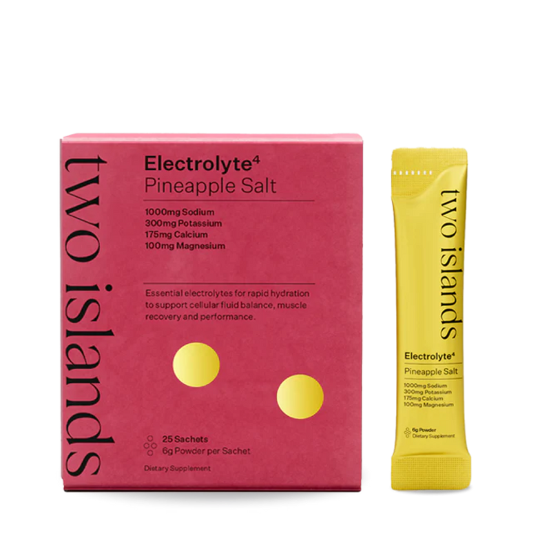 A Supplement container with the name Pineapple Salt by Two Islands.