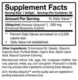 Ingredients including Ubiquinol, Kaneka Ubiquinol, Coq10.