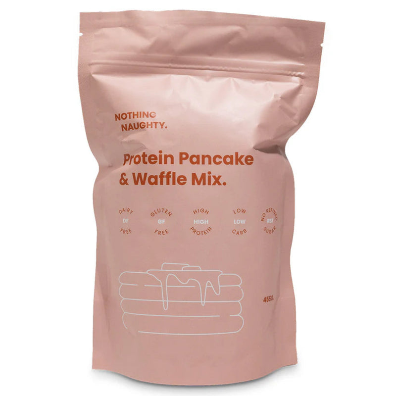 A Supplement container with the name Protein Pancake & Waffle Mix by Nothing Naughty.