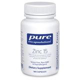 A Supplement container with the name Zinc 15 (180 Caps) by Pure Encapsulations.