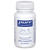 A Supplement container with the name Zinc 15 (60 Caps) by Pure Encapsulations.