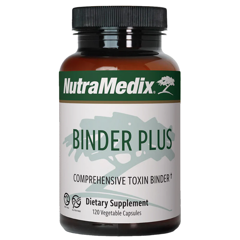 A supplement container with the name Binder Plus by NutraMedix