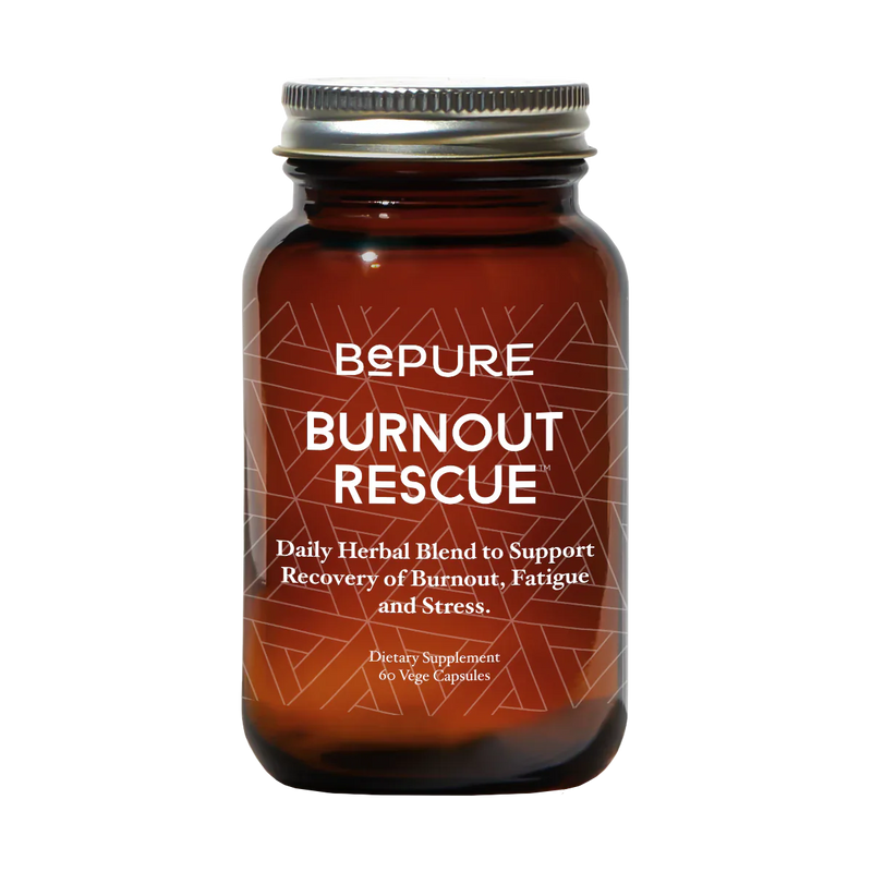 A Supplement container with the name BePure Burnout Rescue by BePure.