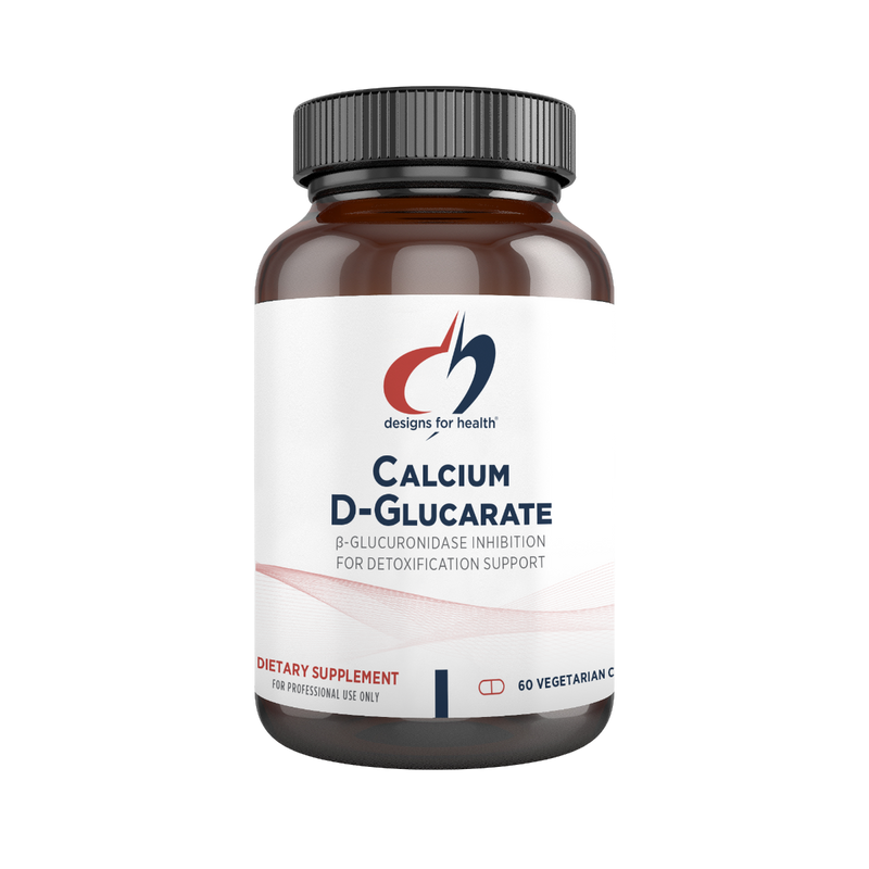 A Supplement container with the name Calcium D-Glucarate by Designs  for Health.