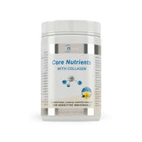 Image of a white supplement bottle that says rn labs core nutrients with collagen foundational clinical support formula for snesitive individuals 448g powder