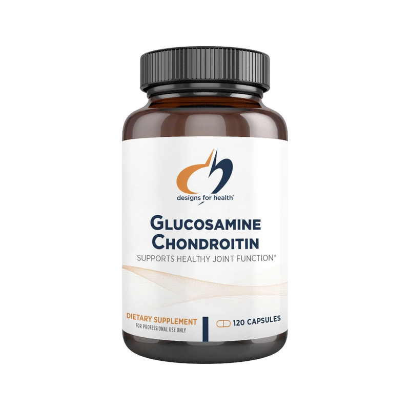 A Supplement container with the name Glucosamine Chondroitin by Designs for Health.