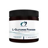 Image of a white supplement bottle that says L-Glutamine Powder Free from amino acid dietary supplement 250g