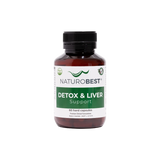 A Supplement container with the name Detox & Liver Support by Naturobest.