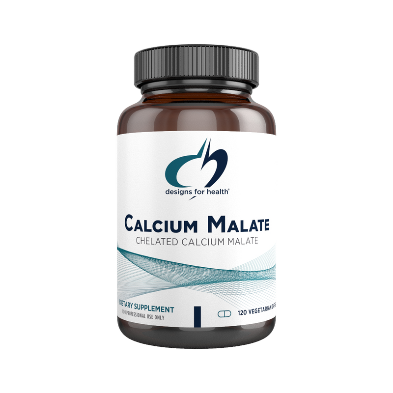 A Supplement container with the name Calcium Malate by Designs for Health.