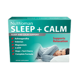 A Supplement container with the name Sleep + Calm by NuWoman