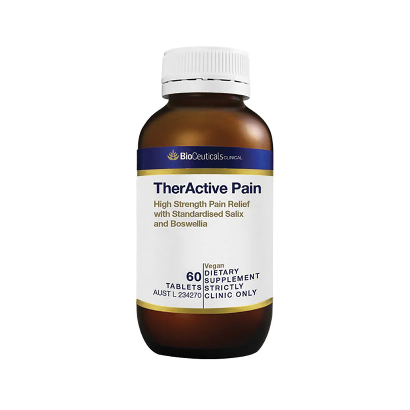 A Supplement container with the name TherActive Pain by BioCeuticals Clinical.