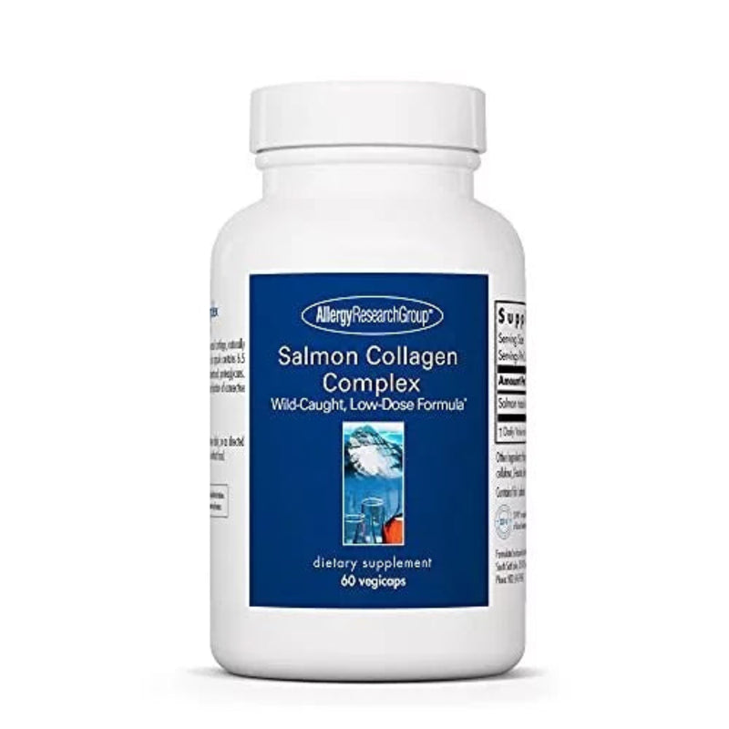 A Supplement container with the name Salon Collagen Complex by Allergy Research Group.