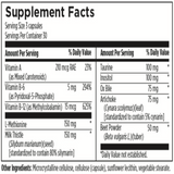 Microcrystalline cellulose,cellulose (capsule), sunflower lecithin, vegetable sterate, vitamin A, Vitamin B-6, Vitamin B-12, L-Methionine, Milk thistle, Taurine, Inositol, Ox Bile, Artichoke, Beet Powder