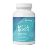 A Supplement container with the name Mega IgG2000 Capsules by Microbiome Labs.