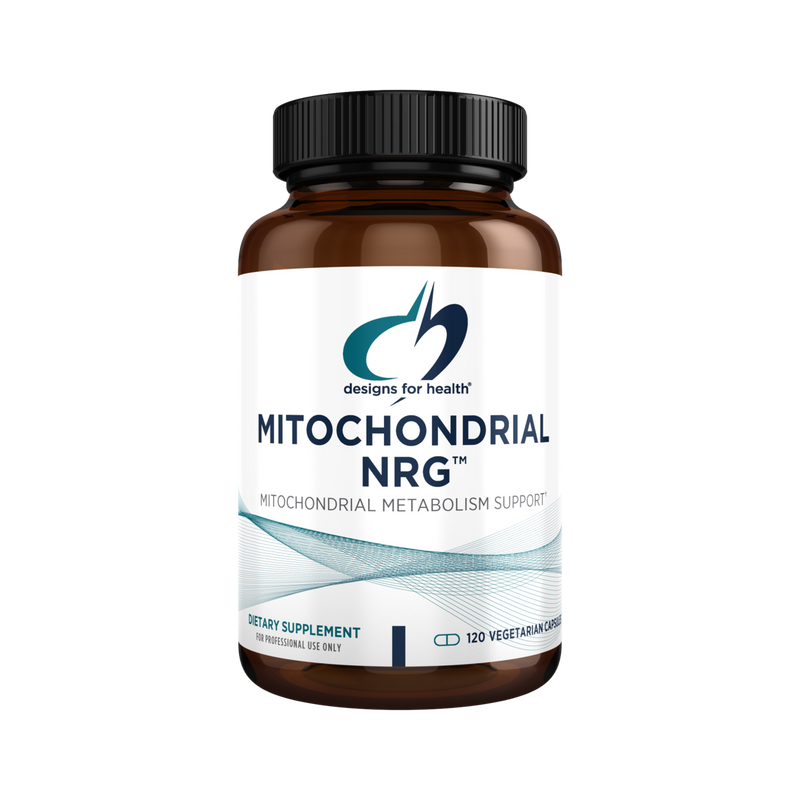 A supplement bottle with the label Mitochondrial NRG