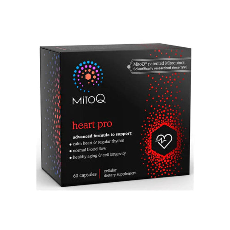 A Supplement container with the name Heart Pro by MitoQ