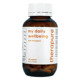 A Supplement bottle with the name my daily wellbeing by therapure.