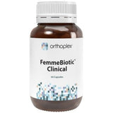 A Supplement container with the name FemmeBiotic Clinical by Orthoplex White.