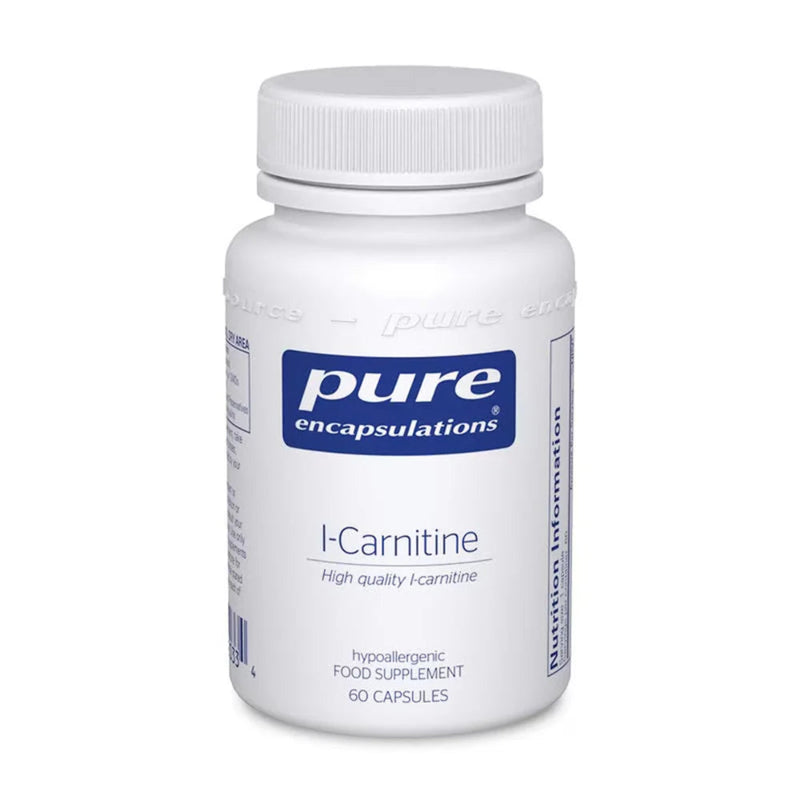 A Supplement container with the name L-Carnitine by Pure Encapsulations.