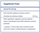 Text describing ingredients: Strontium (as strontium citrate) 227mg.