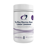 A container of Tri-Mag Restful Night Lemon Lemonade dietary supplement by Designs for Health.