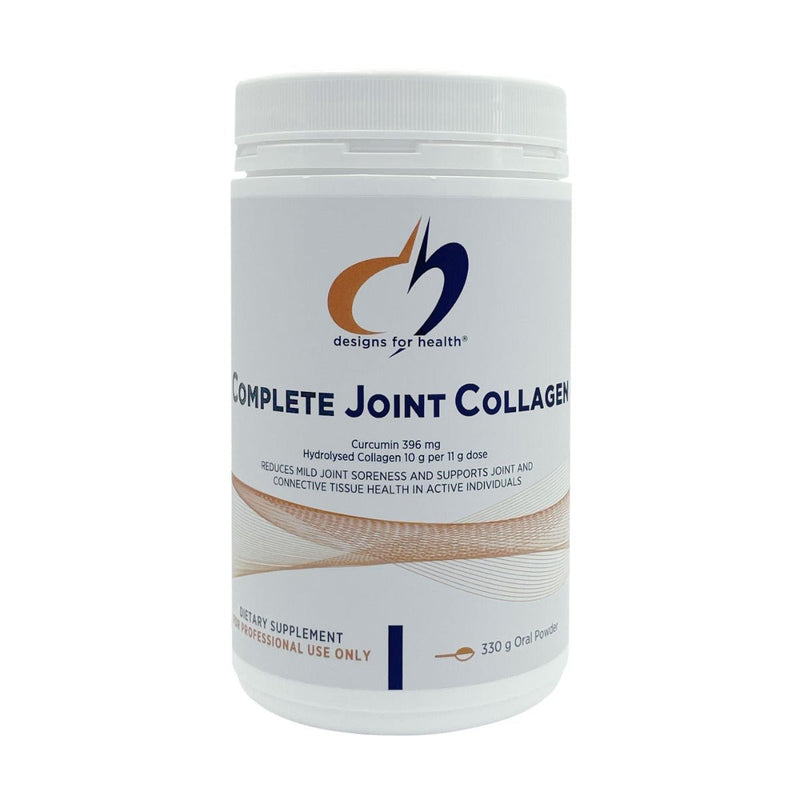 A supplement container with the label Complete Joint Collagen