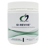 A white container of Designs for Health GI-Revive oral powder, which is a dietary supplement for professional use only, according to the label.