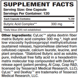 Ingredients: Butyric Acid Complex 300mg