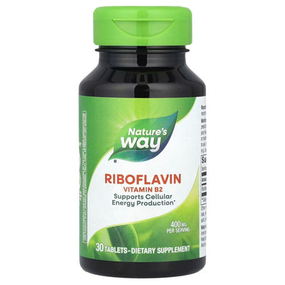 A Supplement container with the name Riboflavin Vitamin B2 by Nature's Way.