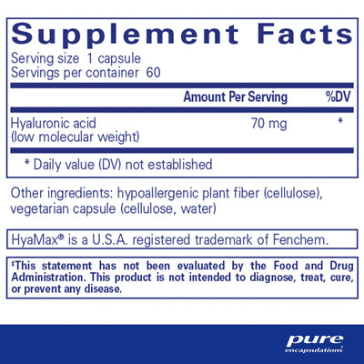 Ingredients: Hyaluronic acid (low molecular weight).