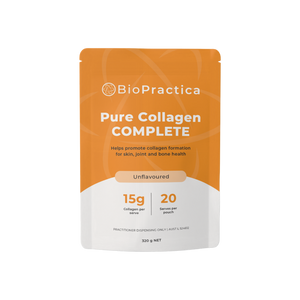 A supplement container of Pure Collagen Complete (320g) by Bio-Practica