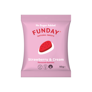 A supplement container of Strawberry & Cream by Funday Natural Sweets