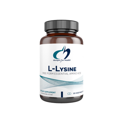 A supplement container of L-lysine by Designs for Health - USA