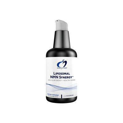 A supplement container of Liposomal NMN Synergy by Designs for Health - USA
