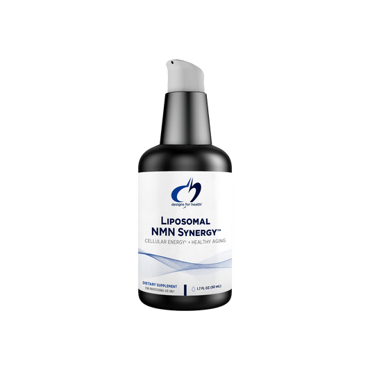 A supplement container of Liposomal NMN Synergy by Designs for Health - USA