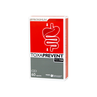 A supplement container of TOXAPREVENT ® MEDI PURE (60 Capsules) by Toxaprevent®