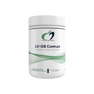 A Supplement container with the name LV-GB Complex by Designs for Health