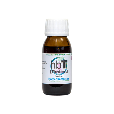 A supplement container of hbT (Tiredness & Hypotension) 50ml by Homeobotanicals